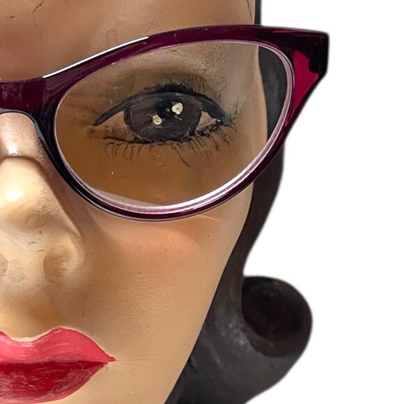 Betsey Johnson +2.00 Reading Glasses Readers Cat Eye Maroon Tortoiseshell - Picture 2 of 3